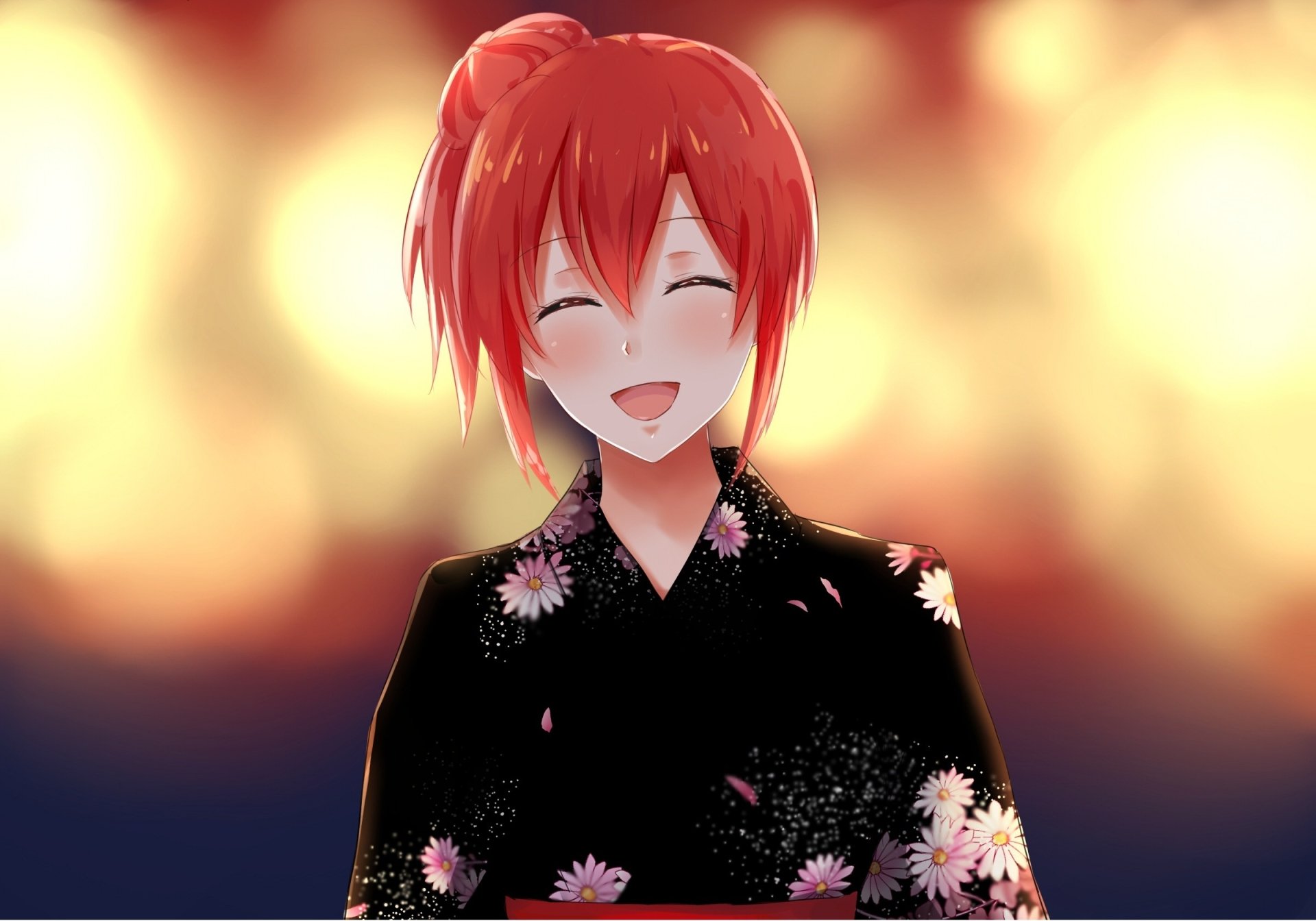 HD PC desktop wallpaper featuring Yui Yuigahama from the anime My Teen Romantic Comedy SNAFU, smiling warmly against a softly glowing background.