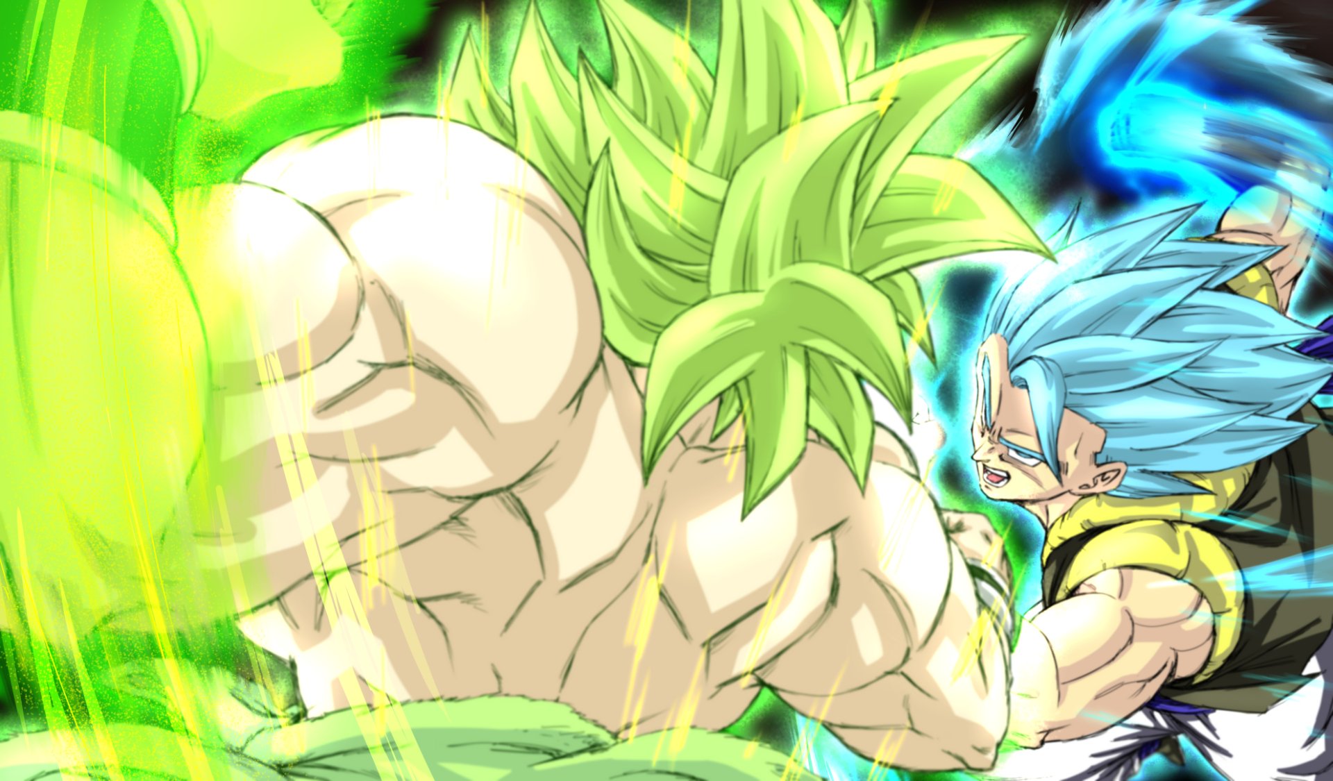 Download Super Saiyan Green Super Saiyan Blue Broly (Dragon Ball) Gogeta (Dragon Ball) Anime Dragon Ball Super: Broly HD Wallpaper by ハチワレ
