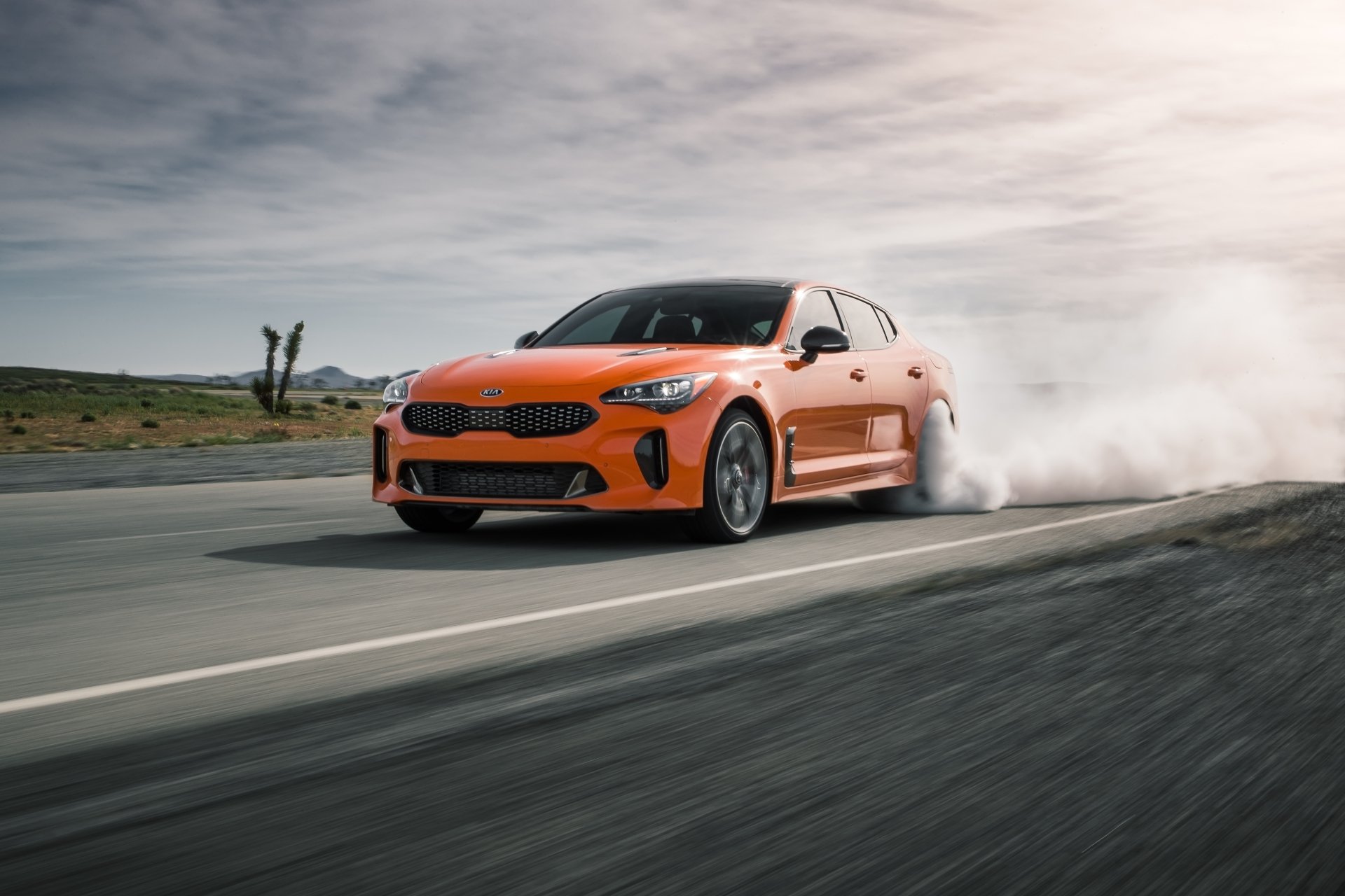 Download Orange Car Car Kia Kia Stinger Vehicle Kia Stinger GTS 4k Ultra HD Wallpaper