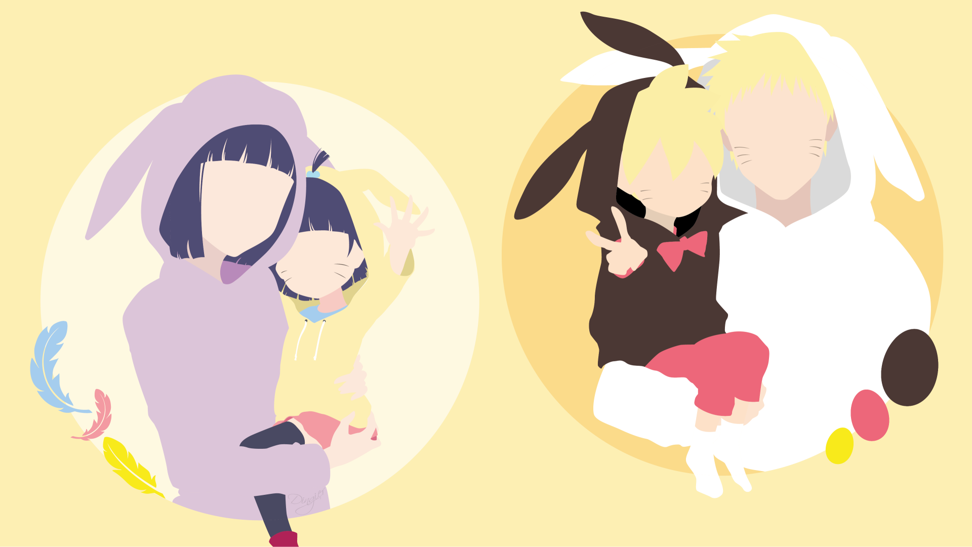 4K Ultra HD anime wallpaper featuring Naruto Uzumaki, Hinata Hyuga, Boruto Uzumaki, and Himawari Uzumaki in soft pastel tones.