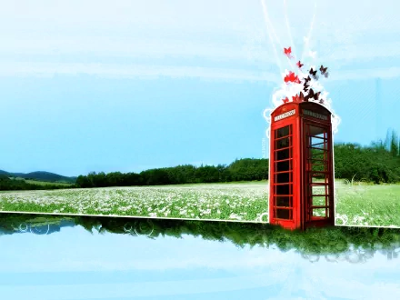 telephone booth artistic HD Desktop Wallpaper | Background Image