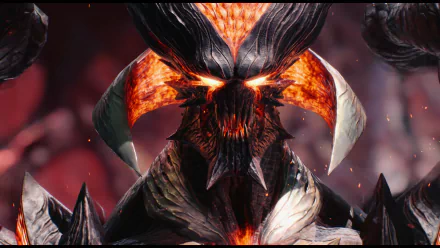 HD PC desktop wallpaper featuring a fiery demonic figure from Devil May Cry 5, capturing the intense and dark atmosphere of the video game character Dante's world.