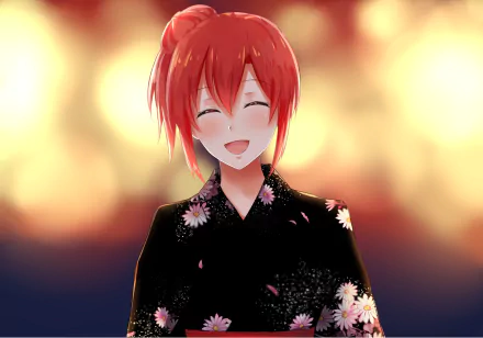 HD PC desktop wallpaper featuring Yui Yuigahama from the anime My Teen Romantic Comedy SNAFU, smiling warmly against a softly glowing background.