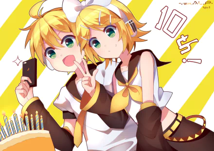 Rin Kagamine Len Kagamine Anime Vocaloid HD Desktop Wallpaper | Background Image