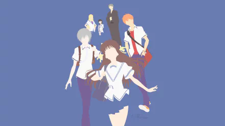 minimalist Saki Hanajima Arisa Uotani Shigure Sohma Kyo Sohma Yuki Sohma Tohru Honda Anime Fruits Basket minimalist anime HD Desktop Wallpaper | Background Image