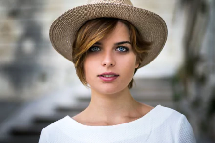 blonde blue eyes hat face woman model HD Desktop Wallpaper | Background Image