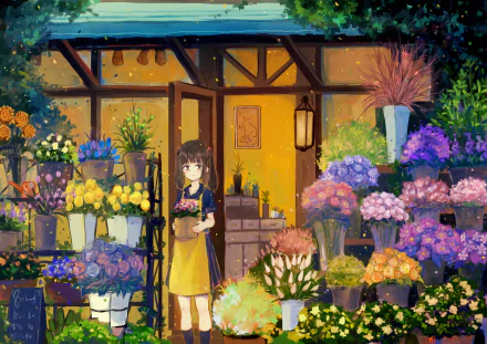  Girl at a Flower Shop by Axle