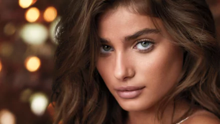 brunette stare blue eyes face American model woman Taylor Marie Hill HD Desktop Wallpaper | Background Image