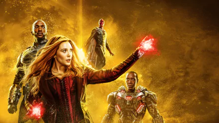 Paul Bettany Wanda Maximoff Anthony Mackie Falcon (Marvel Comics) War Machine Don Cheadle Vision (Marvel Comics) Elizabeth Olsen Scarlet Witch movie Avengers: Infinity War HD Desktop Wallpaper | Background Image
