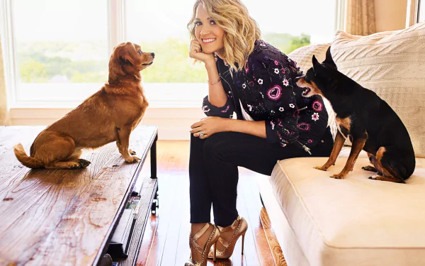 smile dog high heels blonde singer American music carrie underwood HD Desktop Wallpaper | Background Image