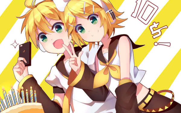 Rin Kagamine Len Kagamine Anime Vocaloid HD Desktop Wallpaper | Background Image