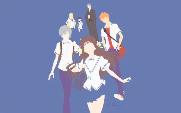 minimalist Saki Hanajima Arisa Uotani Shigure Sohma Kyo Sohma Yuki Sohma Tohru Honda Anime Fruits Basket minimalist anime HD Desktop Wallpaper | Background Image