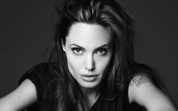 monochrome Celebrity Angelina Jolie HD Desktop Wallpaper | Background Image