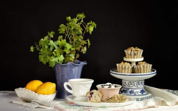 Photography Still Life Teacup Cupcake Lemon HD Wallpaper | Background Image