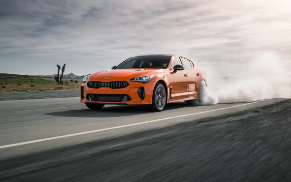 orange car car Kia Kia Stinger vehicle Kia Stinger GTS HD Desktop Wallpaper | Background Image