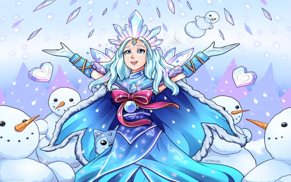blue eyes blue hair snowman Crystal Maiden (DotA 2) video game DotA 2 HD Desktop Wallpaper | Background Image