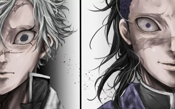 HD desktop wallpaper featuring Sanemi and Genya Shinazugawa from the anime Demon Slayer: Kimetsu no Yaiba, showcasing their intense facial expressions and detailed artwork.