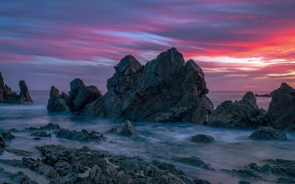Earth Rock Sunset Ocean Sky HD Wallpaper | Background Image