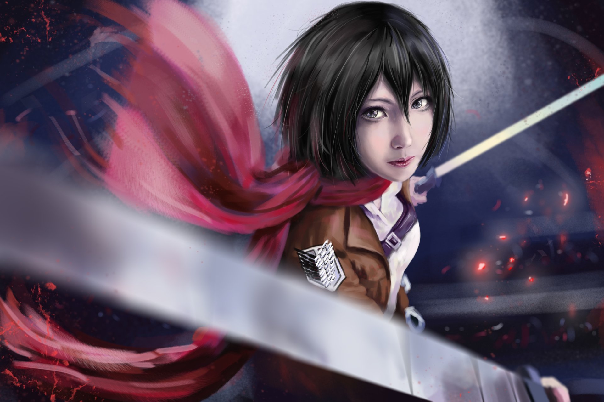 Download Weapon Sword Black Hair Mikasa Ackerman Anime Attack On Titan HD Wallpaper by Liht