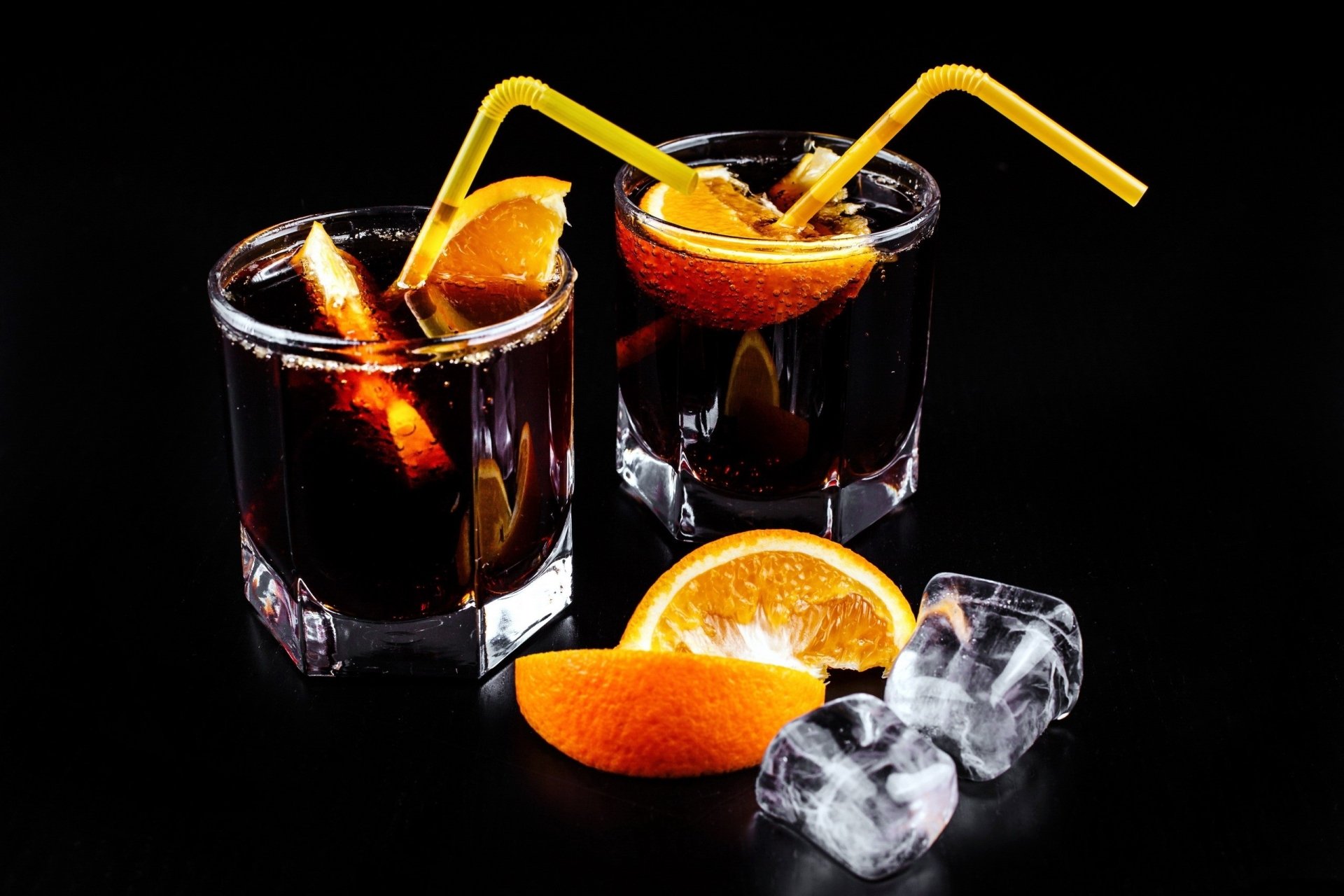 Download Ice Glass Fruit Orange (Fruit) Straw Food Drink HD Wallpaper