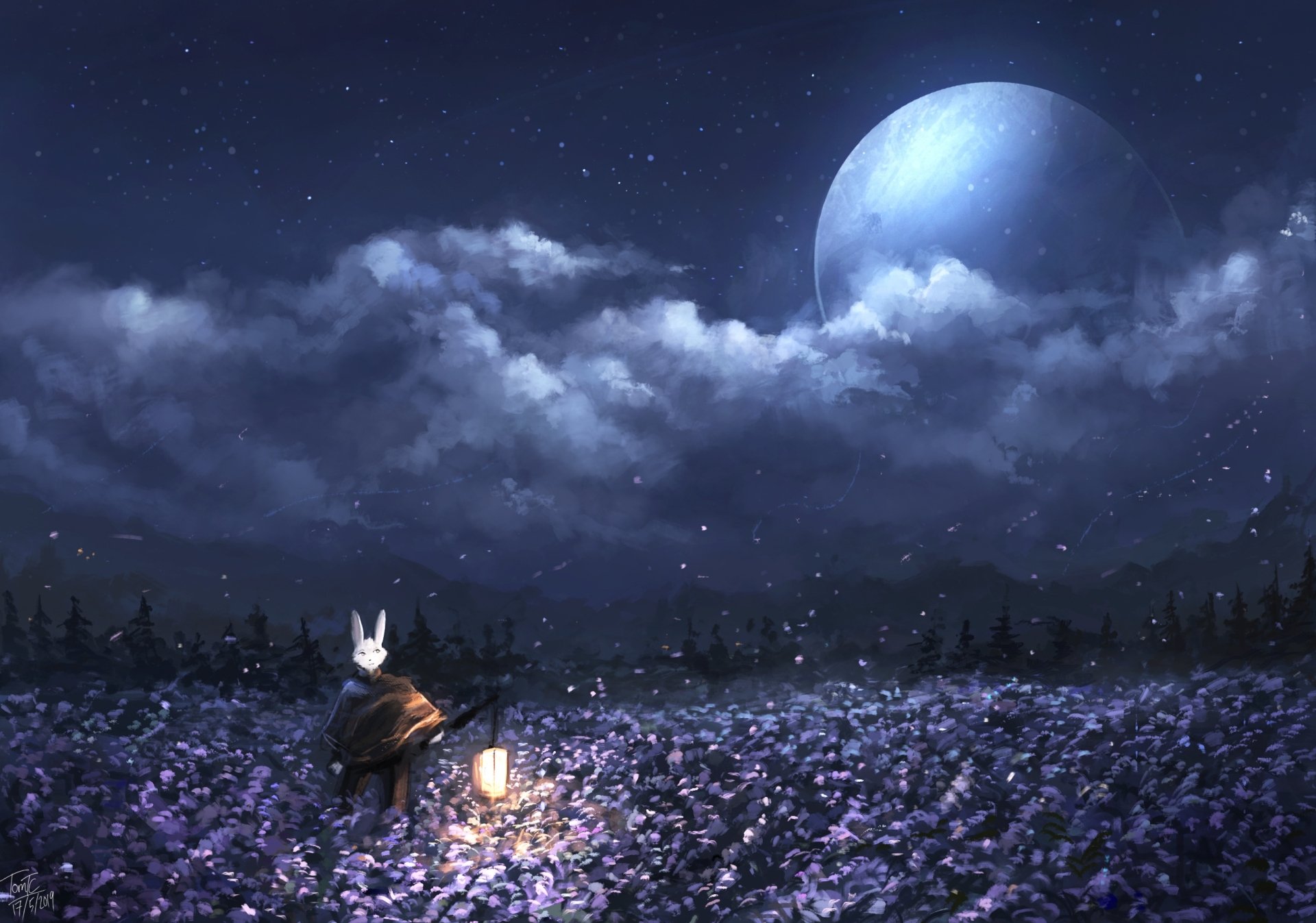 Dreamscape Guardian: Fantasy Animal Under the Moonlit Sky HD Wallpaper ...