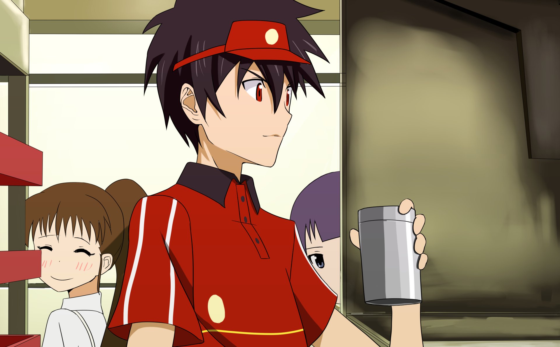 Download Aoi Yamada Popura Taneshima Sadao Maou The Devil Is A Part-Timer! Working!! Anime Crossover HD Wallpaper