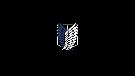 HD desktop wallpaper featuring the emblem of the Scouting Legion from the anime Attack on Titan, set against a solid black background.