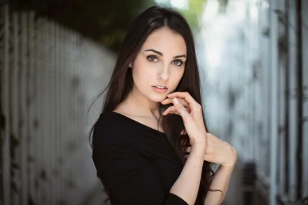 black hair hazel eyes depth of field woman model HD Desktop Wallpaper | Background Image