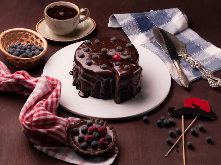 pastry dessert blueberry chocolate coffee food cake HD Desktop Wallpaper | Background Image