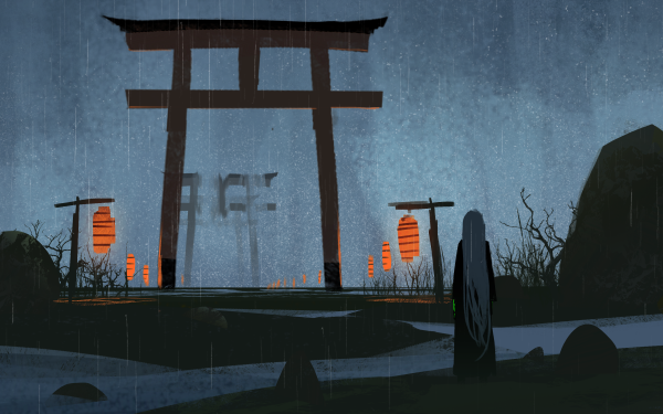 Anime Shrine Landscape HD Wallpaper | Background Image