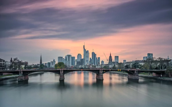 skyscraper Germany river bridge city man made Frankfurt HD Desktop Wallpaper | Background Image