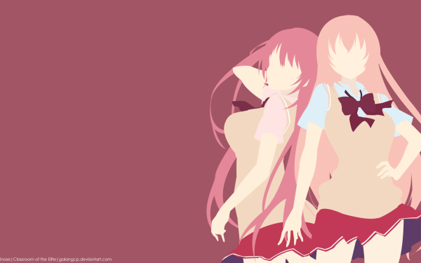 Anime Classroom of the Elite Pink Hair Orange Hair Airi Sakura Honami Ichinose Minimalist HD Wallpaper | Background Image