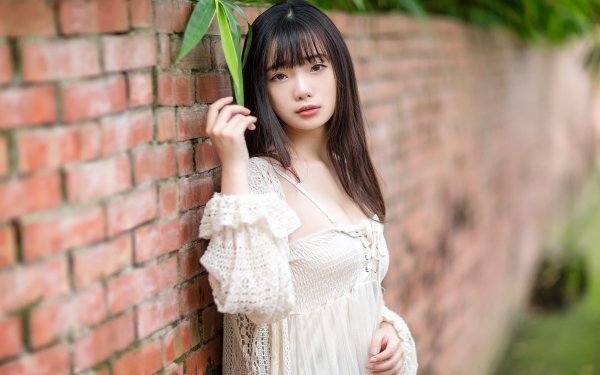 Women Asian Depth Of Field Model Black Hair White Dress HD Wallpaper | Background Image