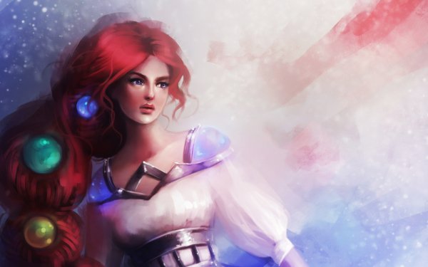 Fantasy Women Model Redhead Long Hair Blue Eyes HD Wallpaper | Background Image