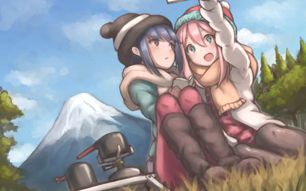 Rin Shima Nadeshiko Kagamihara Anime Laid-Back Camp HD Desktop Wallpaper | Background Image