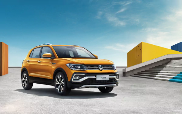 SUV yellow car Volkswagen car vehicle Volkswagen T-Cross HD Desktop Wallpaper | Background Image