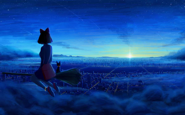 Kiki (Kiki's Delivery Service) Jiji (Kuragehime) Anime Kiki's Delivery Service HD Desktop Wallpaper | Background Image