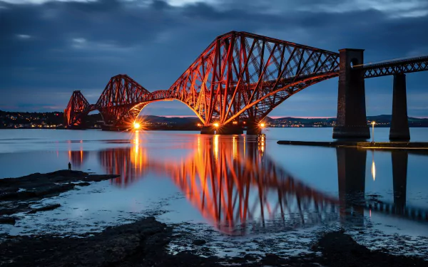 Edinburgh reflection Scotland bridge man made Forth Bridge HD Desktop Wallpaper | Background Image