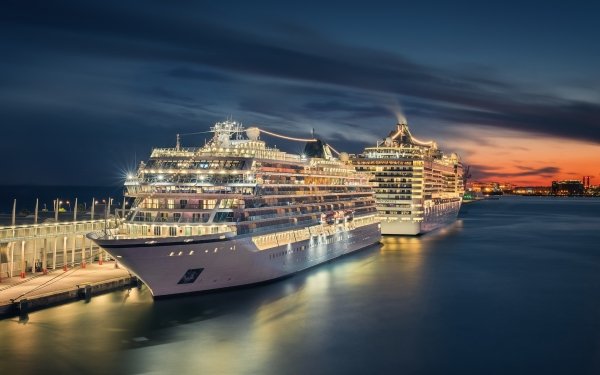 Vehicles Cruise Ship Cruise Ships Ship Night MV Viking Sky HD Wallpaper | Background Image