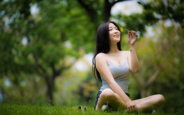 Women Asian Model Depth Of Field Black Hair Long Hair HD Wallpaper | Background Image