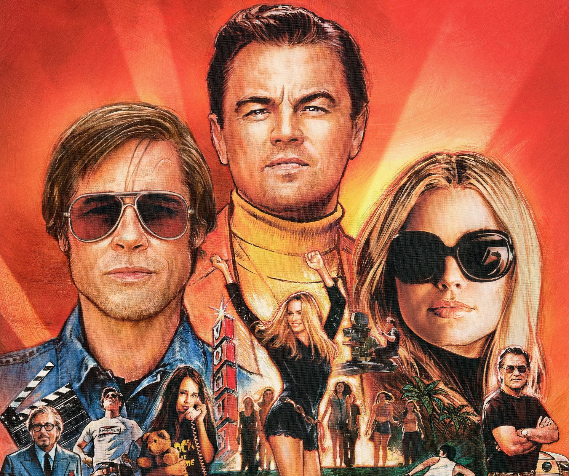 Once Upon A Time In Hollywood 4K Retro Star Studded Poster 