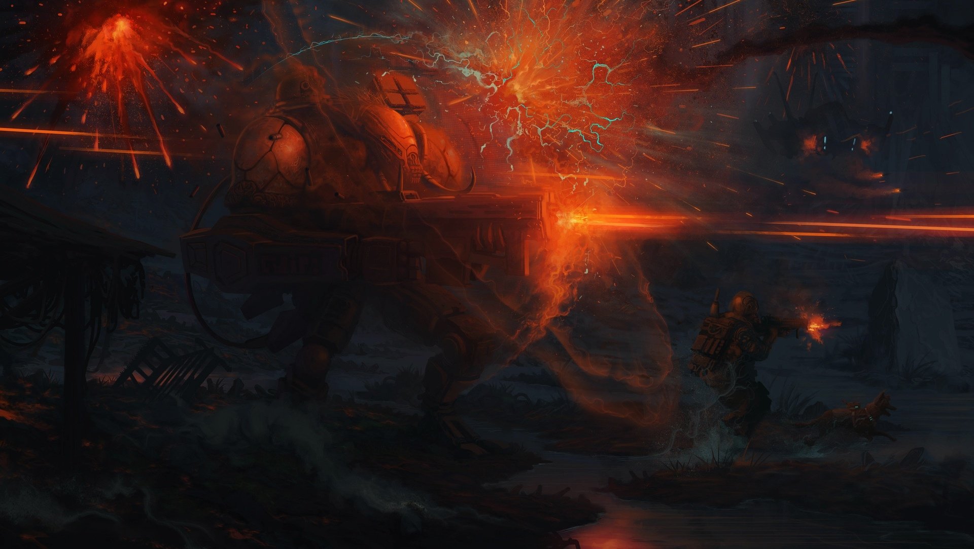 Download Futuristic Dog Soldier Military Weapon Battle Sci Fi Robot HD Wallpaper by Francisco Badilla