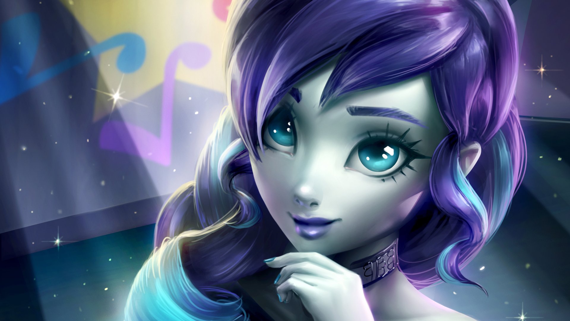 Download Blue Eyes Purple Hair Woman Artistic HD Wallpaper by Brandon Dunn