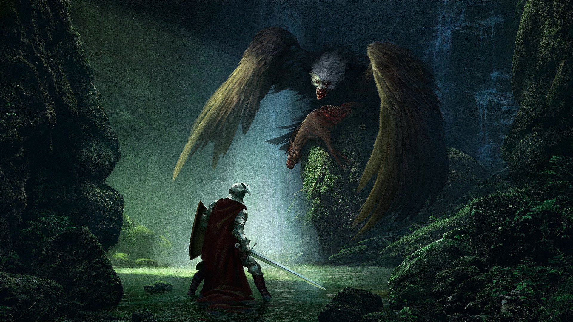 Download Knight Harpy Fantasy Creature HD Wallpaper by Daniel Jiménez