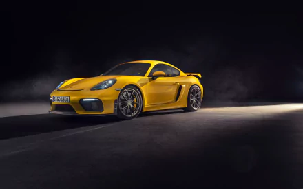 yellow car car Porsche vehicle Porsche 718 Cayman HD Desktop Wallpaper | Background Image
