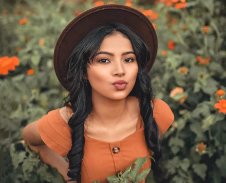 hat black hair face woman model HD Desktop Wallpaper | Background Image