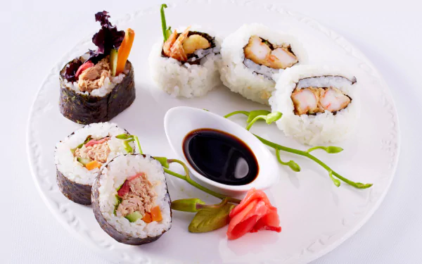 rice seafood plate food sushi HD Desktop Wallpaper | Background Image