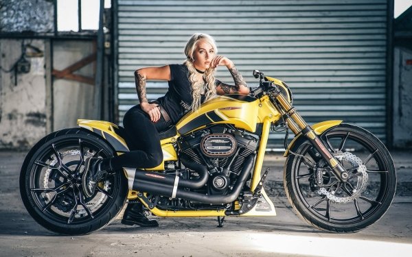 Women Girls & Motorcycles Custom Motorcycle Harley-Davidson Thunderbike Customs HD Wallpaper | Background Image