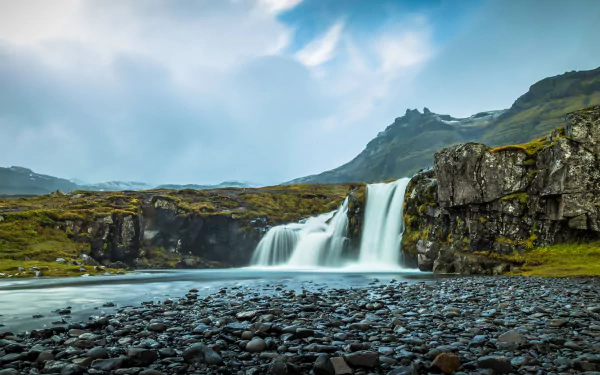 Kirkjufoss nature Iceland waterfall HD Desktop Wallpaper | Background Image