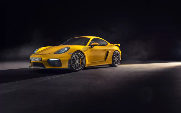 yellow car car Porsche vehicle Porsche 718 Cayman HD Desktop Wallpaper | Background Image